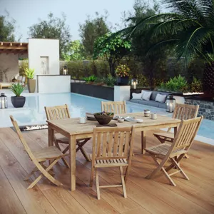 Marina 7 Piece Outdoor Patio Teak Outdoor Dining Set