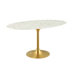 Lippa 60" Oval Artificial Marble Dining Table