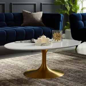 Lippa 42" Oval-Shaped Wood Top Coffee Table