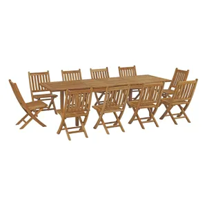 Marina 11 Piece Outdoor Patio Teak Outdoor Dining Set