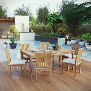 Marina 7 Piece Outdoor Patio Teak Outdoor Dining Set