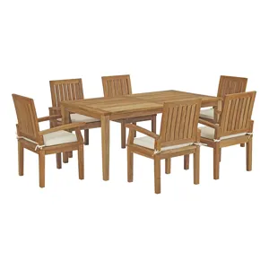 Marina 7 Piece Outdoor Patio Teak Outdoor Dining Set