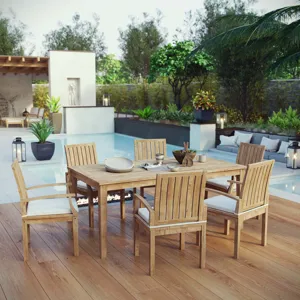Marina 7 Piece Outdoor Patio Teak Outdoor Dining Set
