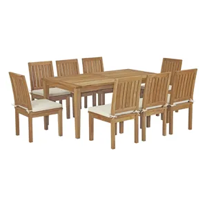 Marina 9 Piece Outdoor Patio Teak Outdoor Dining Set