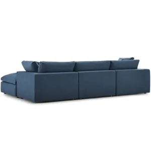 Commix Down Filled Overstuffed 4 Piece Sectional Sofa Set - Azure