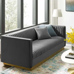 Sanguine Vertical Channel Tufted Performance Velvet Sofa