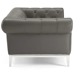 Idyll Tufted Button Upholstered Leather Chesterfield Loveseat