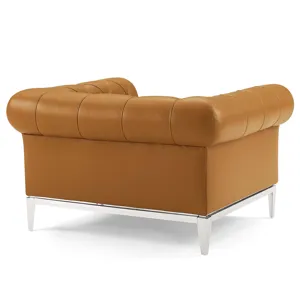 Idyll Tufted Button Upholstered Leather Chesterfield Armchair