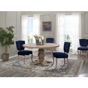 Column 59" Round Pine Wood Dining Table