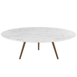 Lippa 47" Round Artificial Marble Coffee Table with Tripod Base