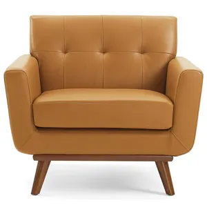 Engage Top-Grain Leather Living Room Lounge Accent Armchair