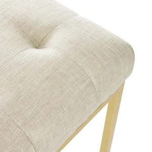 Privy Gold Stainless Steel Upholstered Fabric Dining Accent Chair