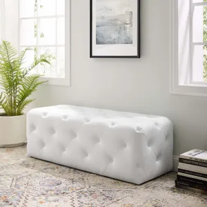 Amour 48" Tufted Button Entryway Faux Leather Bench