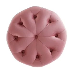 Amour Tufted Button Round Performance Velvet Ottoman