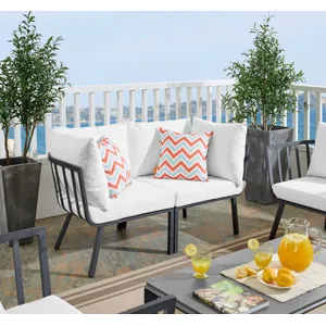 Riverside 2 Piece Outdoor Patio Aluminum Sectional Sofa Set