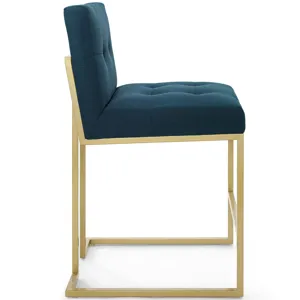 Privy Gold Stainless Steel Upholstered Fabric Counter Stool