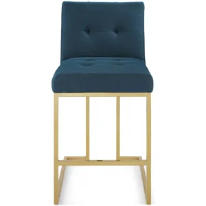 Privy Gold Stainless Steel Upholstered Fabric Counter Stool