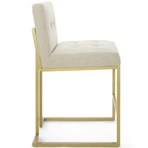 Privy Gold Stainless Steel Upholstered Fabric Counter Stool