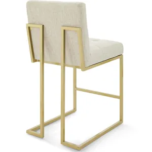 Privy Gold Stainless Steel Upholstered Fabric Counter Stool