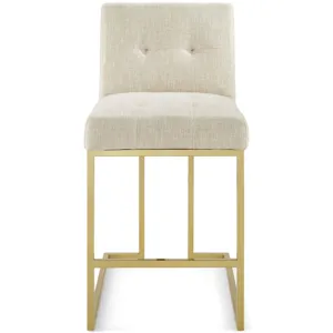 Privy Gold Stainless Steel Upholstered Fabric Counter Stool