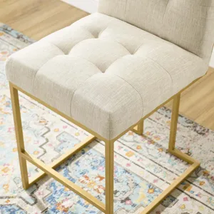 Privy Gold Stainless Steel Upholstered Fabric Counter Stool
