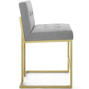 Privy Gold Stainless Steel Upholstered Fabric Counter Stool