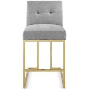 Privy Gold Stainless Steel Upholstered Fabric Counter Stool