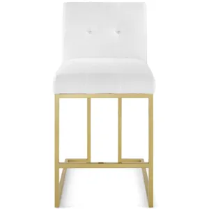Privy Gold Stainless Steel Upholstered Fabric Counter Stool
