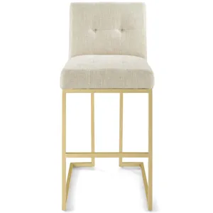 Privy Gold Stainless Steel Upholstered Fabric Bar Stool