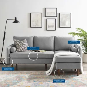 Revive Upholstered Right or Left Sectional Sofa - Light Gray