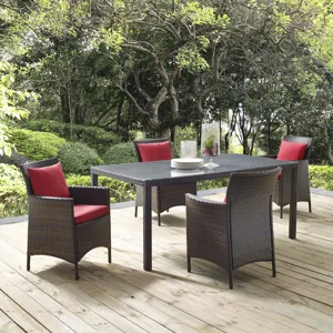 Conduit 5 Piece Outdoor Patio Wicker Rattan Set