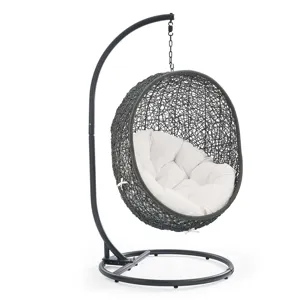 Hide Outdoor Patio Sunbrella Swing Chair With Stand