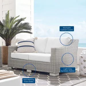 Conway Sunbrella Outdoor Patio Wicker Rattan Loveseat