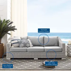 Conway Sunbrella Outdoor Patio Wicker Rattan Sofa