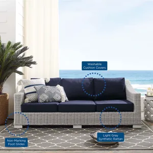 Conway Sunbrella Outdoor Patio Wicker Rattan Sofa