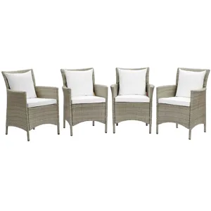 Conduit Outdoor Patio Wicker Rattan Dining Armchair Set of 4