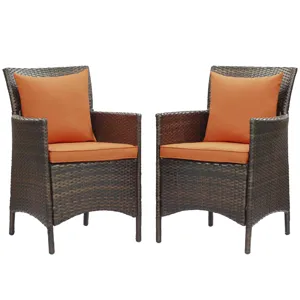 Conduit Outdoor Patio Wicker Rattan Dining Armchair Set of 2