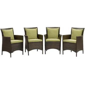 Conduit Outdoor Patio Wicker Rattan Dining Armchair Set of 4