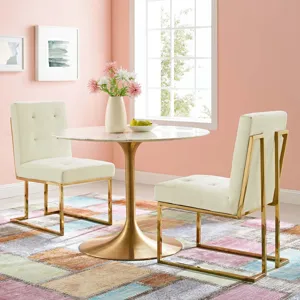 Privy Gold Stainless Steel Performance Velvet Dining Chair Set of 2