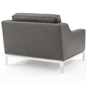 Harness Stainless Steel Base Leather Armchair Set of 2