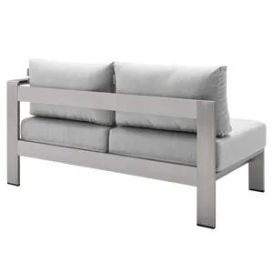Shore Sunbrella Fabric Aluminum Outdoor Patio Right-Arm Loveseat