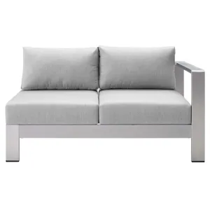 Shore Sunbrella Fabric Aluminum Outdoor Patio Right-Arm Loveseat
