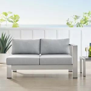 Shore Sunbrella Fabric Aluminum Outdoor Patio Right-Arm Loveseat
