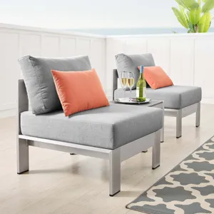 Shore Sunbrella Fabric Outdoor Patio Aluminum 3 Piece Set