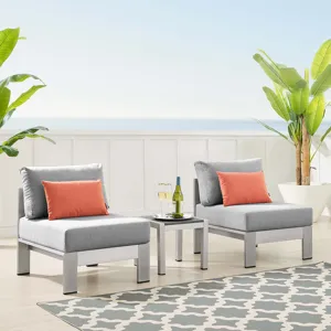 Shore Sunbrella Fabric Outdoor Patio Aluminum 3 Piece Set
