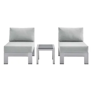 Shore Sunbrella Fabric Outdoor Patio Aluminum 3 Piece Set