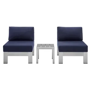 Shore Sunbrella Fabric Outdoor Patio Aluminum 3 Piece Set
