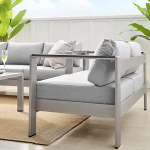 Shore Sunbrella Fabric Outdoor Patio Aluminum 3 Piece Set