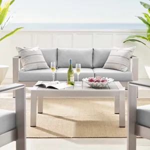 Shore Sunbrella Fabric Outdoor Patio Aluminum 4 Piece Set
