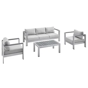 Shore Sunbrella Fabric Outdoor Patio Aluminum 4 Piece Set